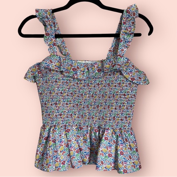 J.Crew Liberty Fabric Smocked Floral Richmond Top Size Small - Picture 4 of 8